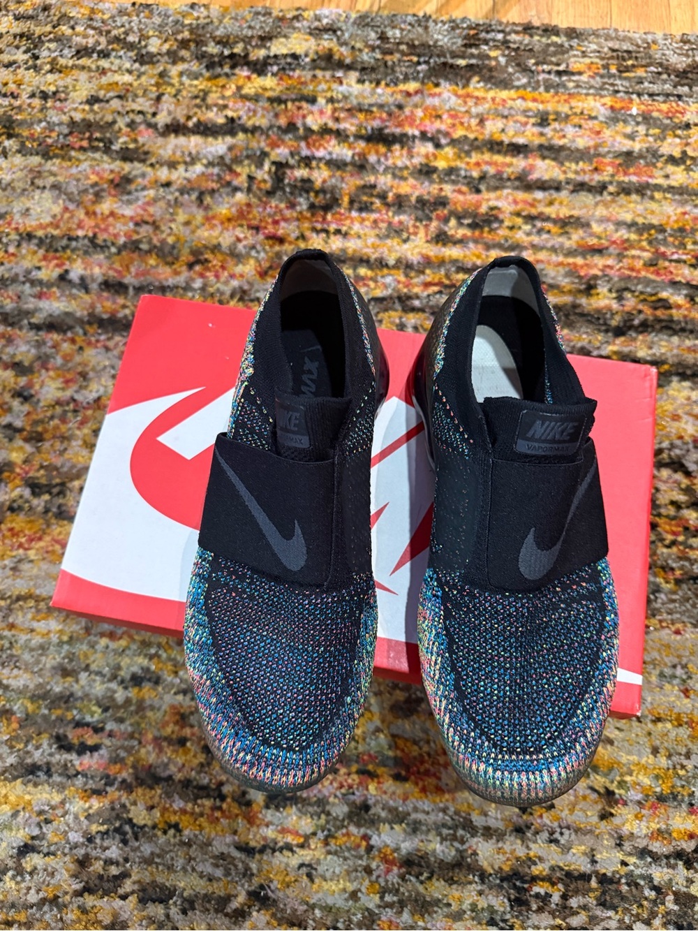 Nike Vapormax Black Multicolor Flyknit Slip-On Sneakers